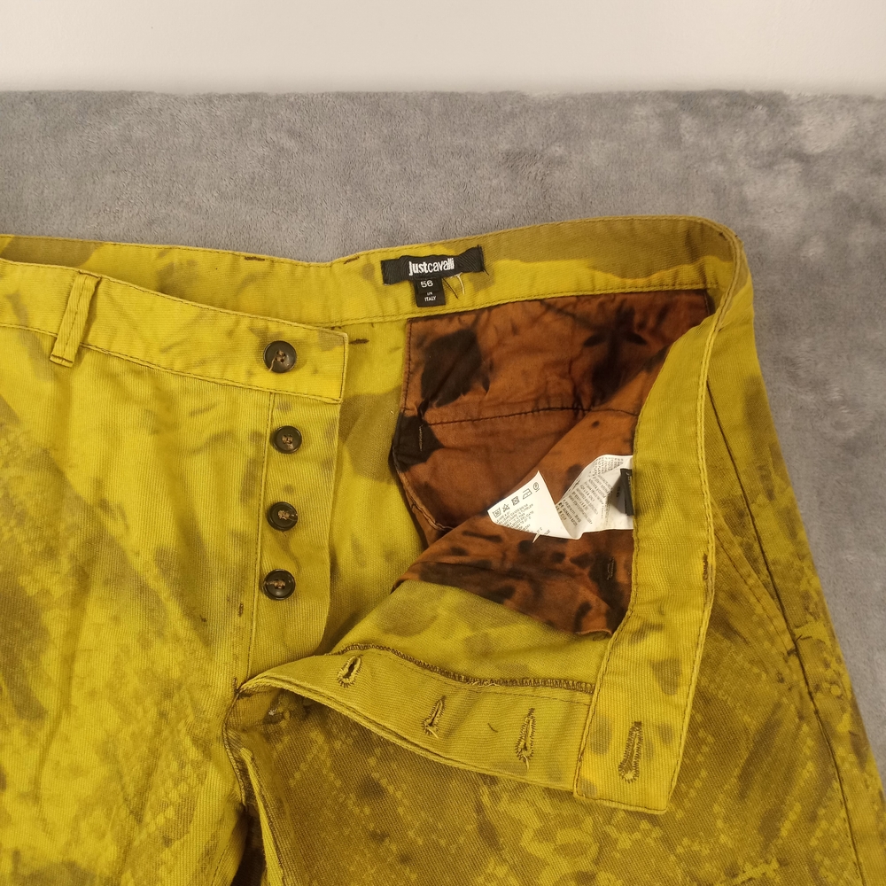 Just Cavalli men's jeans, Size 36, Yellow Lemon brown spash Distressed print - Picture 5 of 16